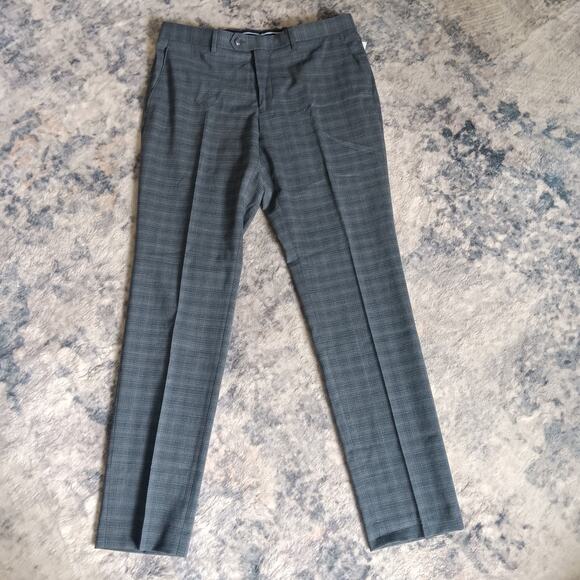 Penguin Original Men's Plaid Suit Pants Stretch Slim Fit 33x32 Grey/Blue NWT - Picture 3 of 9